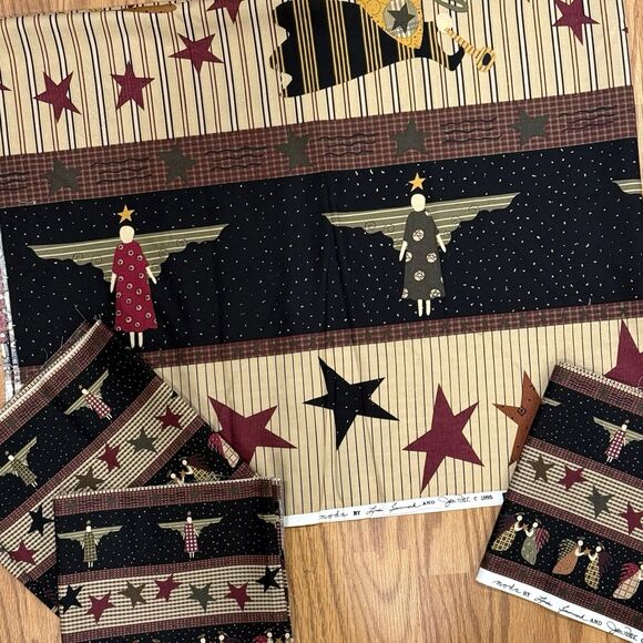 Vtg Moda ANGEL Stripe Cotton Fabric Quilt Bundle Moda Barmmock & Patak Xmas - Picture 1 of 9